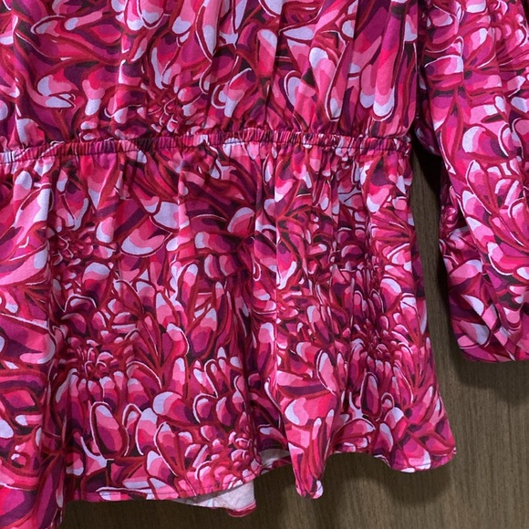 Kika Vargas x Target Pink Mum Floral Scallop Back Peplum Blouse Size 1X - Picture 7 of 14